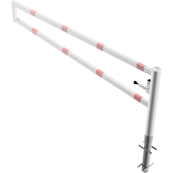 Swiveling gates | for casting in concrete, hot-dip galvanized and white coated with red reflecting stripes | total width: 2500 mm | for padlock